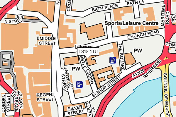 TS18 1TU map - OS OpenMap – Local (Ordnance Survey)