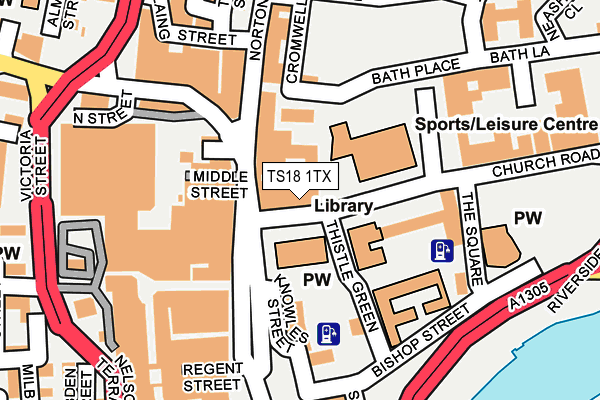 TS18 1TX map - OS OpenMap – Local (Ordnance Survey)