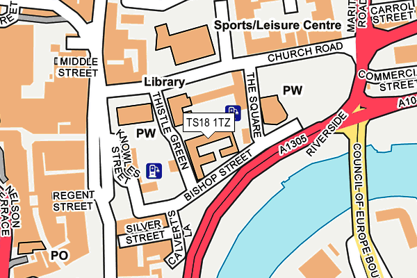 TS18 1TZ map - OS OpenMap – Local (Ordnance Survey)