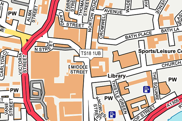 TS18 1UB map - OS OpenMap – Local (Ordnance Survey)