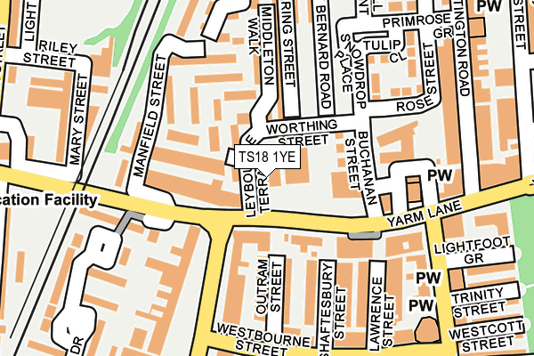 TS18 1YE map - OS OpenMap – Local (Ordnance Survey)