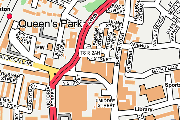 TS18 2AH map - OS OpenMap – Local (Ordnance Survey)