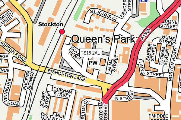 TS18 2AL map - OS OpenMap – Local (Ordnance Survey)