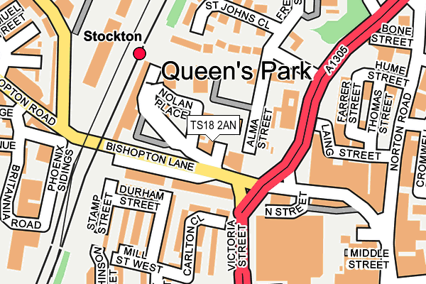 TS18 2AN map - OS OpenMap – Local (Ordnance Survey)