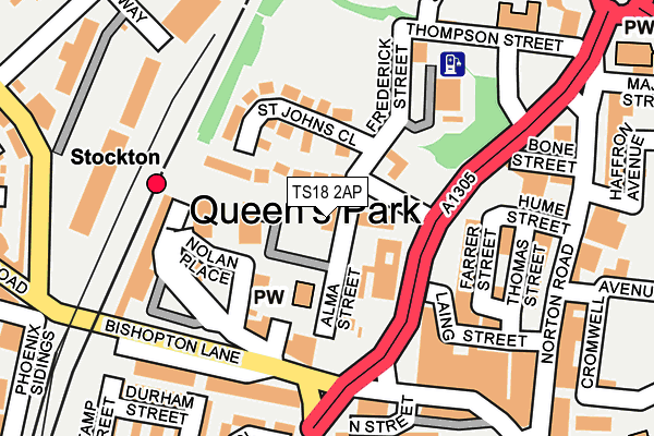 TS18 2AP map - OS OpenMap – Local (Ordnance Survey)