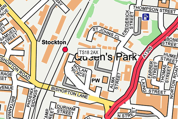 TS18 2AX map - OS OpenMap – Local (Ordnance Survey)