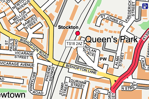 TS18 2AZ map - OS OpenMap – Local (Ordnance Survey)