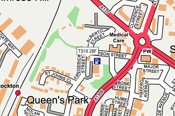 TS18 2BF map - OS OpenMap – Local (Ordnance Survey)