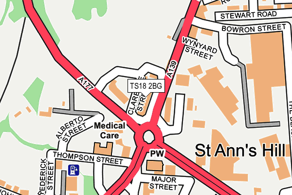 TS18 2BG map - OS OpenMap – Local (Ordnance Survey)