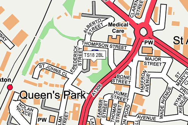 TS18 2BL map - OS OpenMap – Local (Ordnance Survey)