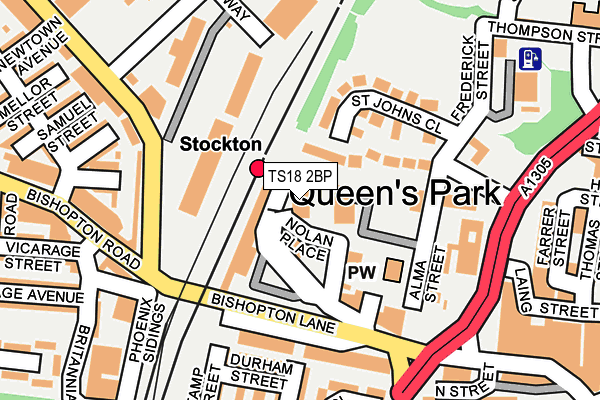 TS18 2BP map - OS OpenMap – Local (Ordnance Survey)