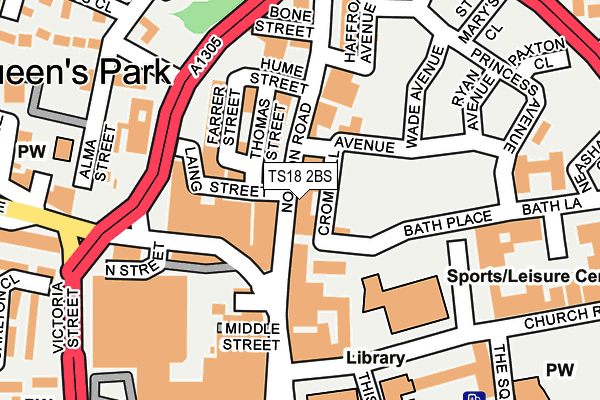 TS18 2BS map - OS OpenMap – Local (Ordnance Survey)