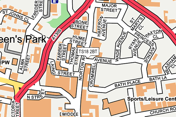 TS18 2BT map - OS OpenMap – Local (Ordnance Survey)