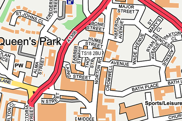 TS18 2BU map - OS OpenMap – Local (Ordnance Survey)