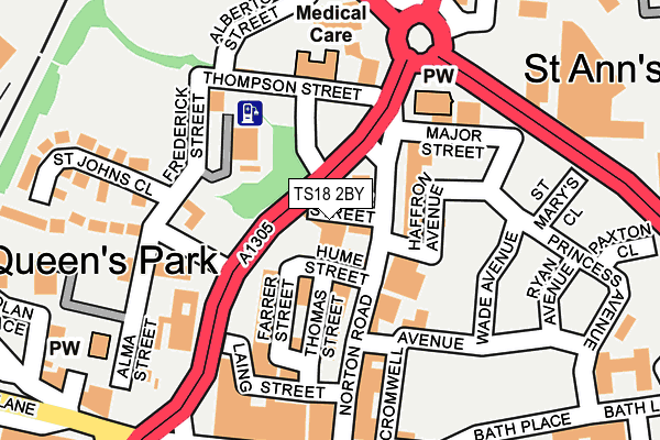 TS18 2BY map - OS OpenMap – Local (Ordnance Survey)