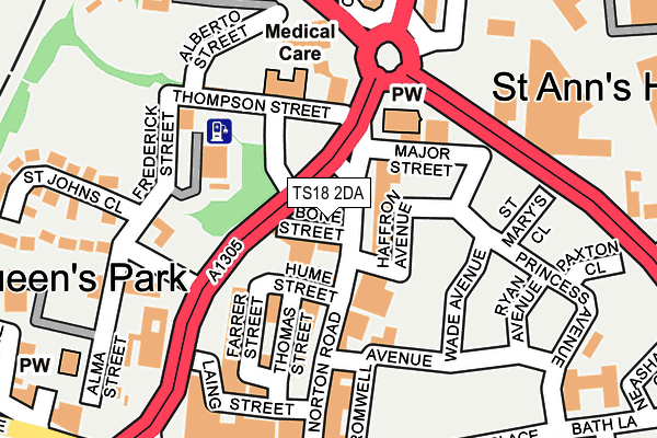 TS18 2DA map - OS OpenMap – Local (Ordnance Survey)