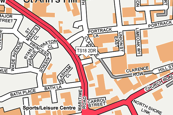 TS18 2DR map - OS OpenMap – Local (Ordnance Survey)