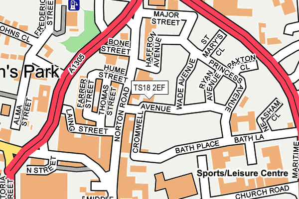 TS18 2EF map - OS OpenMap – Local (Ordnance Survey)