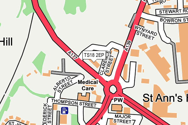 TS18 2EP map - OS OpenMap – Local (Ordnance Survey)