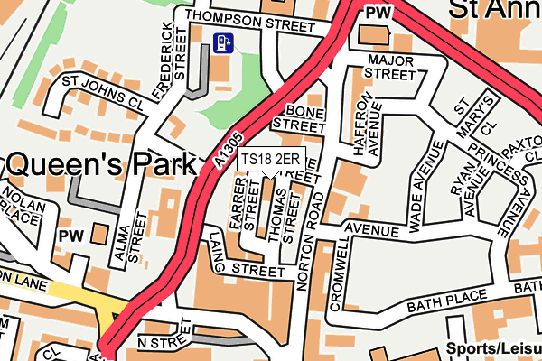 TS18 2ER map - OS OpenMap – Local (Ordnance Survey)