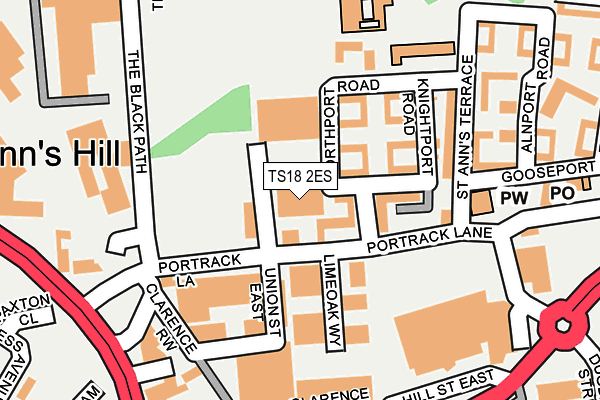 TS18 2ES map - OS OpenMap – Local (Ordnance Survey)