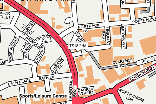 TS18 2HA map - OS OpenMap – Local (Ordnance Survey)