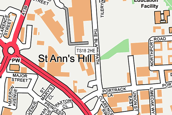 TS18 2HE map - OS OpenMap – Local (Ordnance Survey)