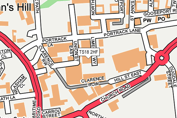 TS18 2HF map - OS OpenMap – Local (Ordnance Survey)