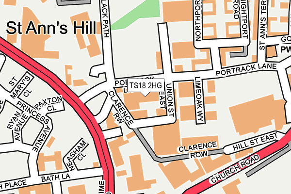 TS18 2HG map - OS OpenMap – Local (Ordnance Survey)