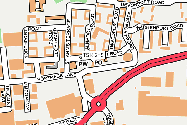 TS18 2HS map - OS OpenMap – Local (Ordnance Survey)