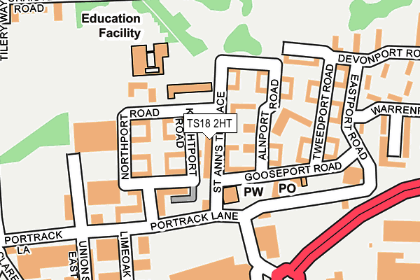 TS18 2HT map - OS OpenMap – Local (Ordnance Survey)