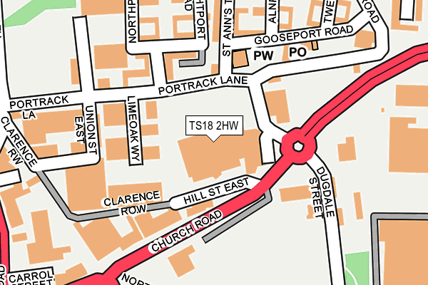 TS18 2HW map - OS OpenMap – Local (Ordnance Survey)