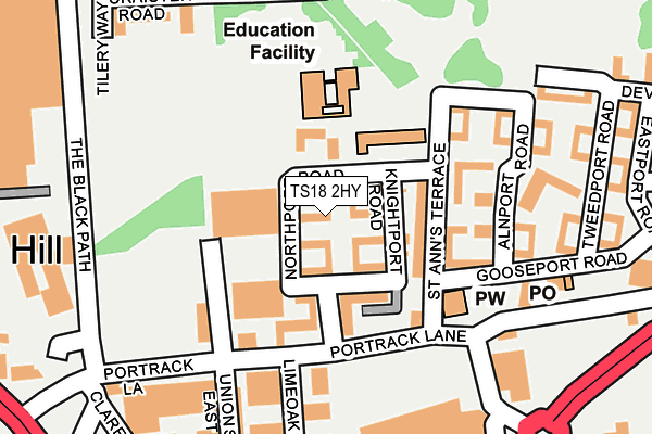 TS18 2HY map - OS OpenMap – Local (Ordnance Survey)