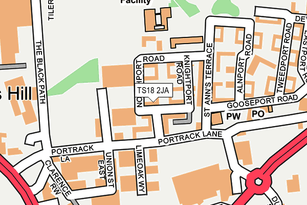 TS18 2JA map - OS OpenMap – Local (Ordnance Survey)