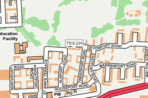 TS18 2JH map - OS OpenMap – Local (Ordnance Survey)