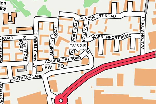 TS18 2JS map - OS OpenMap – Local (Ordnance Survey)