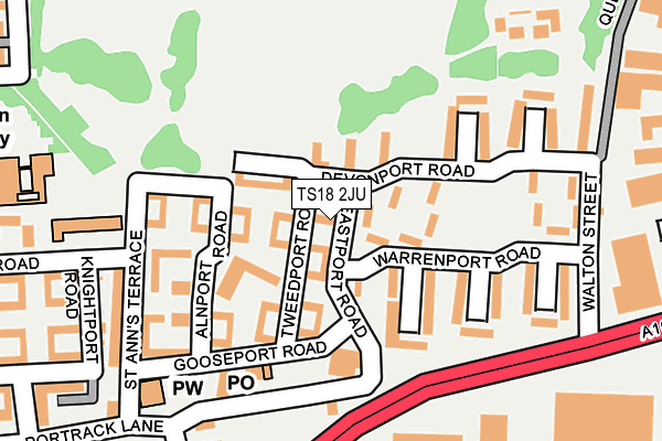 TS18 2JU map - OS OpenMap – Local (Ordnance Survey)