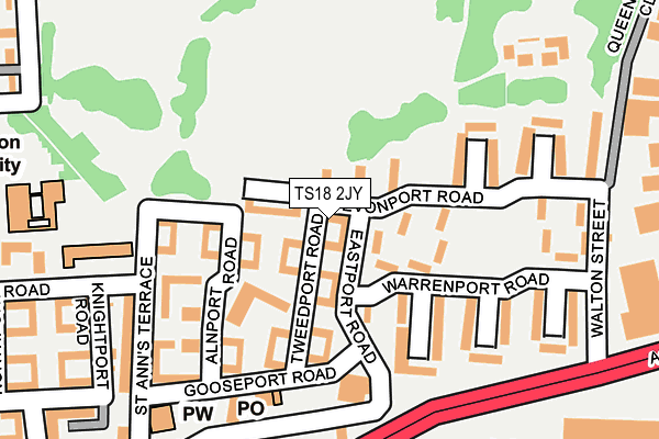 TS18 2JY map - OS OpenMap – Local (Ordnance Survey)