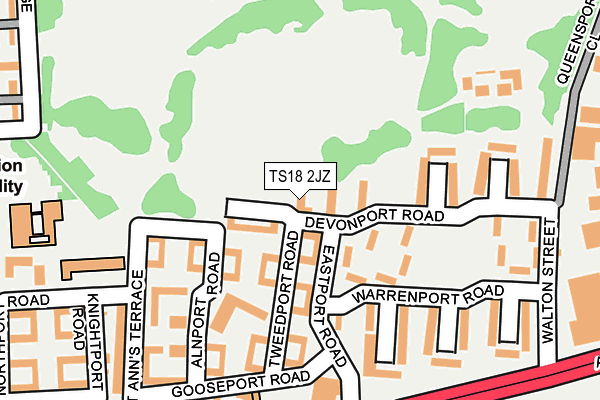 TS18 2JZ map - OS OpenMap – Local (Ordnance Survey)