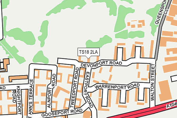 TS18 2LA map - OS OpenMap – Local (Ordnance Survey)