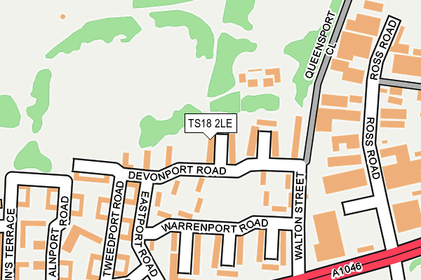 TS18 2LE map - OS OpenMap – Local (Ordnance Survey)