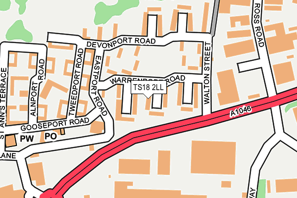 TS18 2LL map - OS OpenMap – Local (Ordnance Survey)