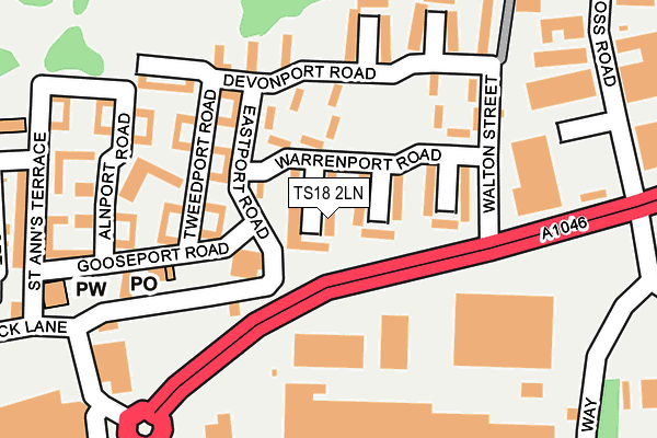 TS18 2LN map - OS OpenMap – Local (Ordnance Survey)