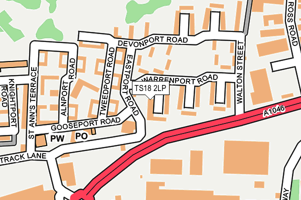 TS18 2LP map - OS OpenMap – Local (Ordnance Survey)