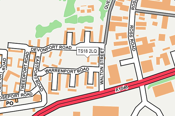 TS18 2LQ map - OS OpenMap – Local (Ordnance Survey)