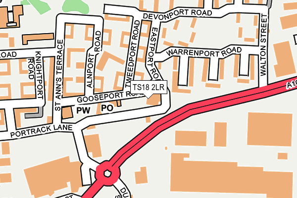 TS18 2LR map - OS OpenMap – Local (Ordnance Survey)