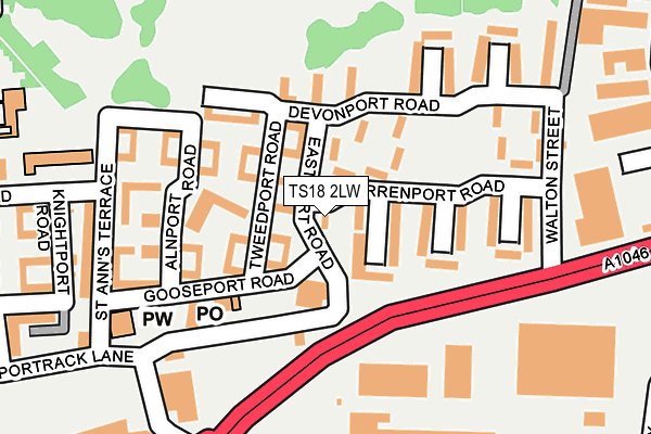 TS18 2LW map - OS OpenMap – Local (Ordnance Survey)