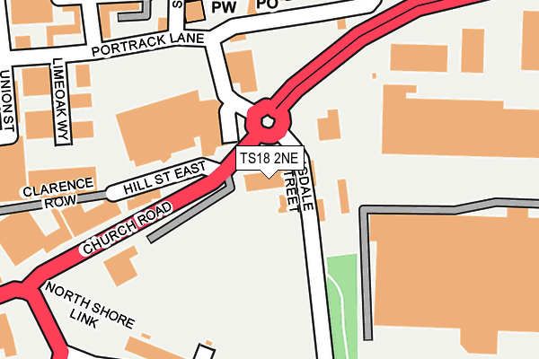 TS18 2NE map - OS OpenMap – Local (Ordnance Survey)