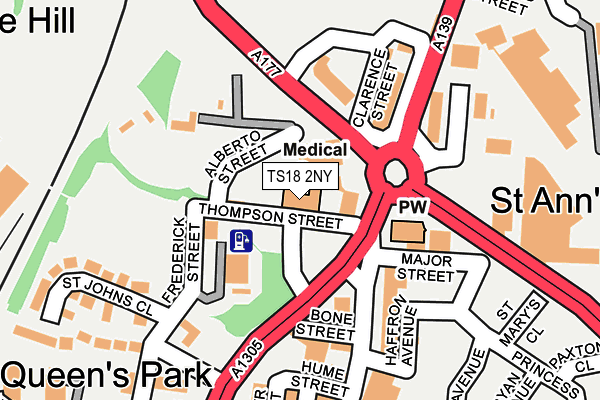 TS18 2NY map - OS OpenMap – Local (Ordnance Survey)