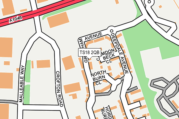 TS18 2QB map - OS OpenMap – Local (Ordnance Survey)